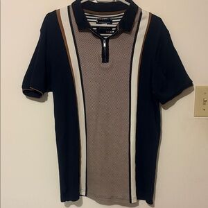 Denim & Flower Classic Navy and Brown Polo Shirt Men’s M Like New